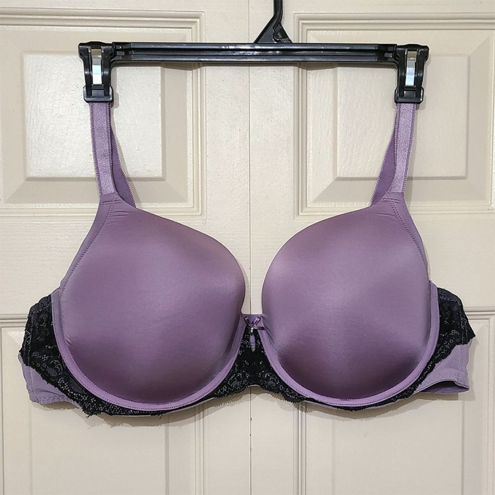 Torrid 44D Lavender Black Lace Smoothing Perfect T-shirt Underwire Bra